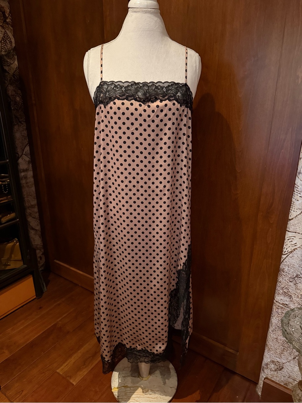 ⚜️ ZARA NWT POLKA DOT LACE TRIM SLIP DRESS SIZE MEDIUM ⚜️